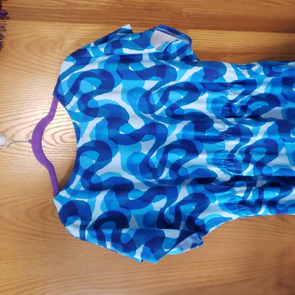 Op Art Blue Swirl Cotton Jersey Tshirt dress. NWOT 1X. KarlaCola. Ocean Dress. - Picture 7 of 8